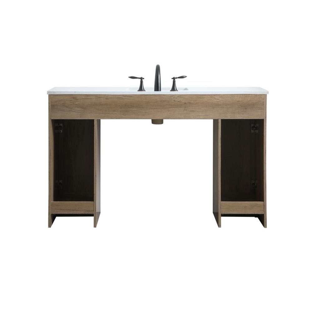 Pemberly Row Transitional 54″ Solid Wood Bathroom Vanity in Natural Oak
