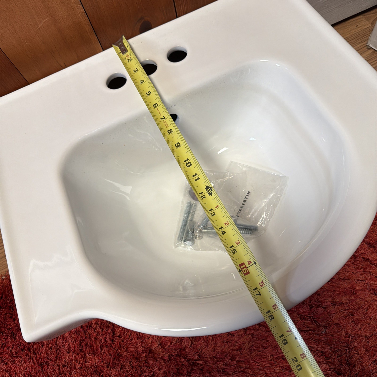 NIB Kohler K-5265 Bathroom White Pedestal Wall Mount Rectangular VANITY SINK