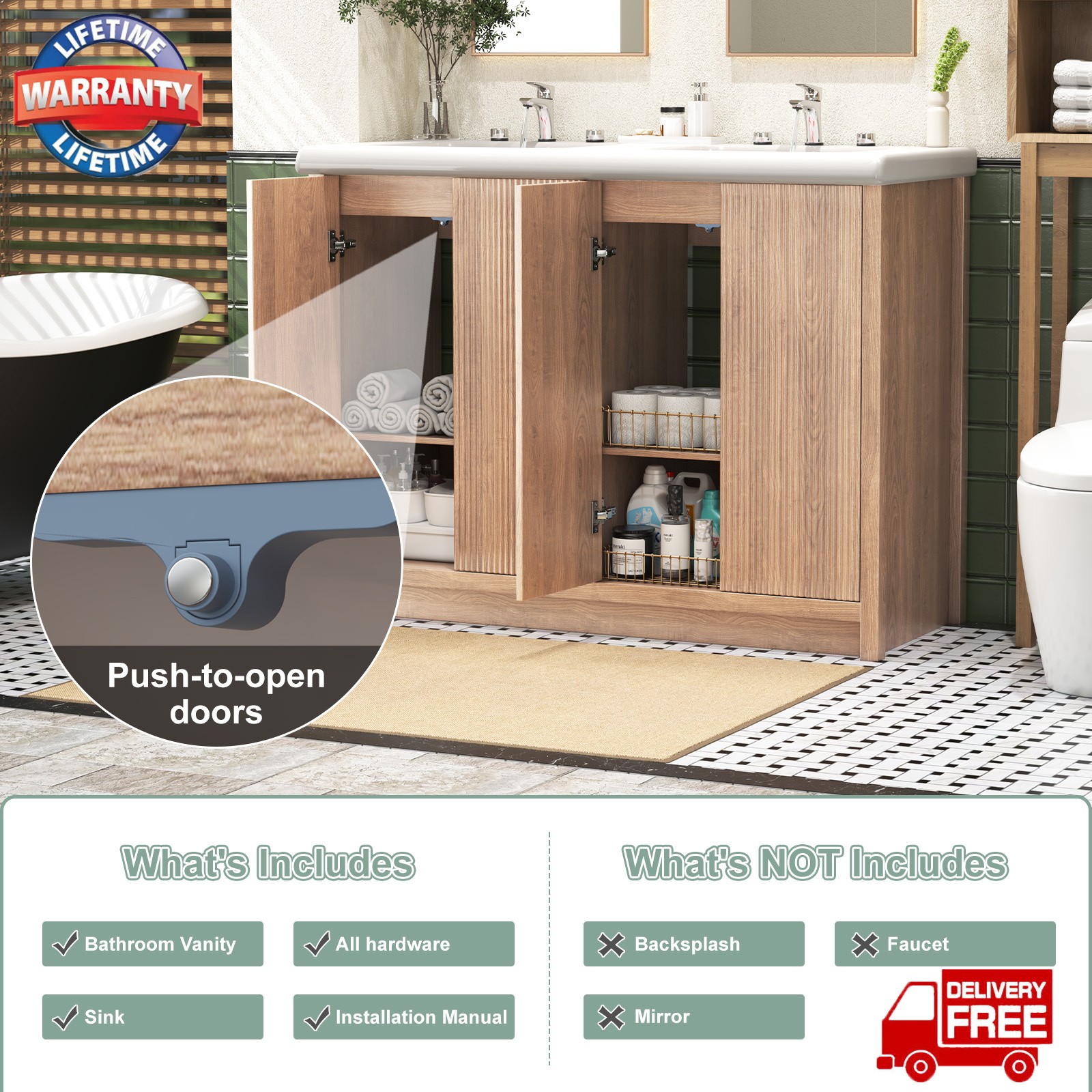 47.3″ Bathroom Vanity Set Storage Cabinet with Ceramic Sink Combo us STOCK