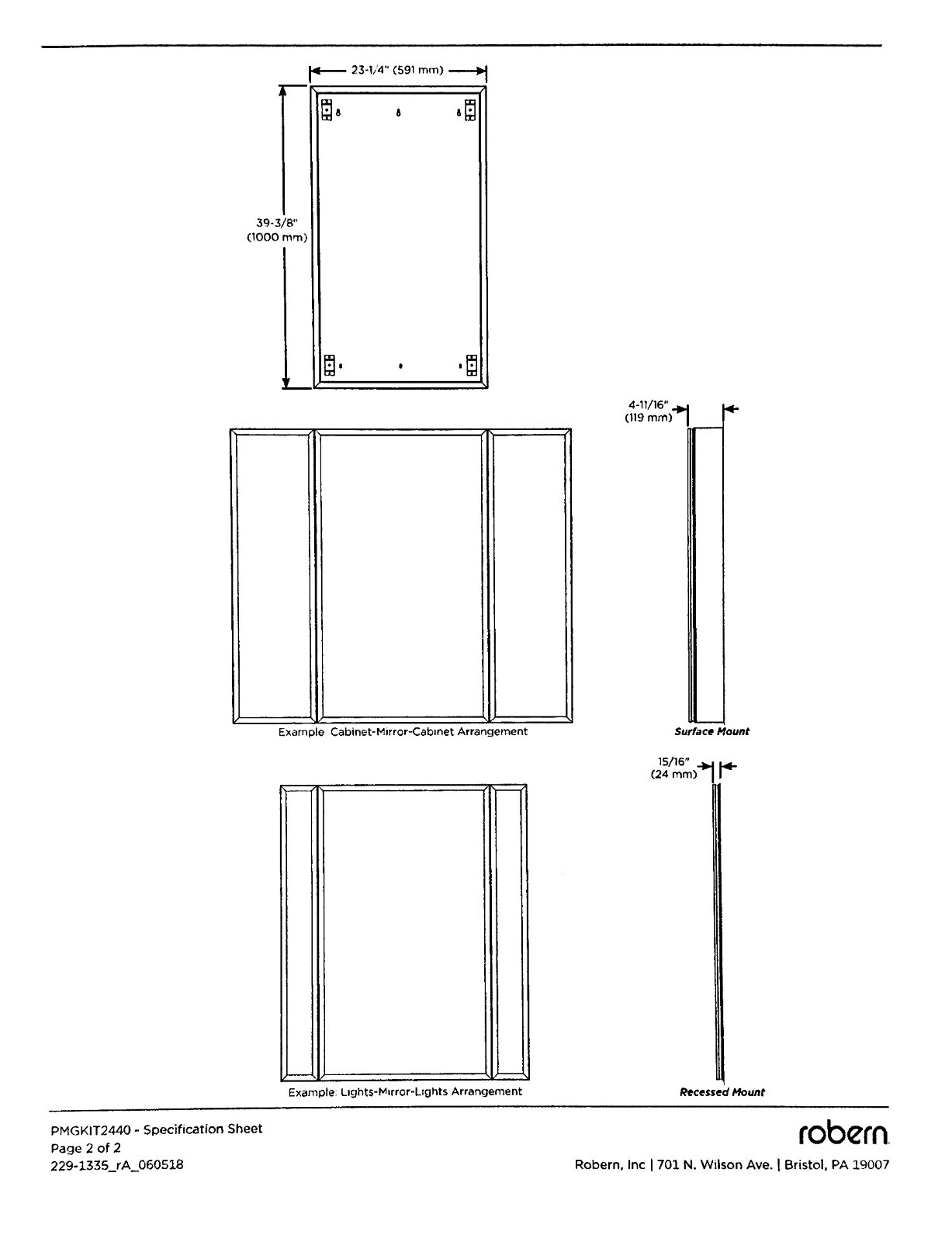 Robern PMGKIT2440 – Profiles Mirrors Ganging Kit