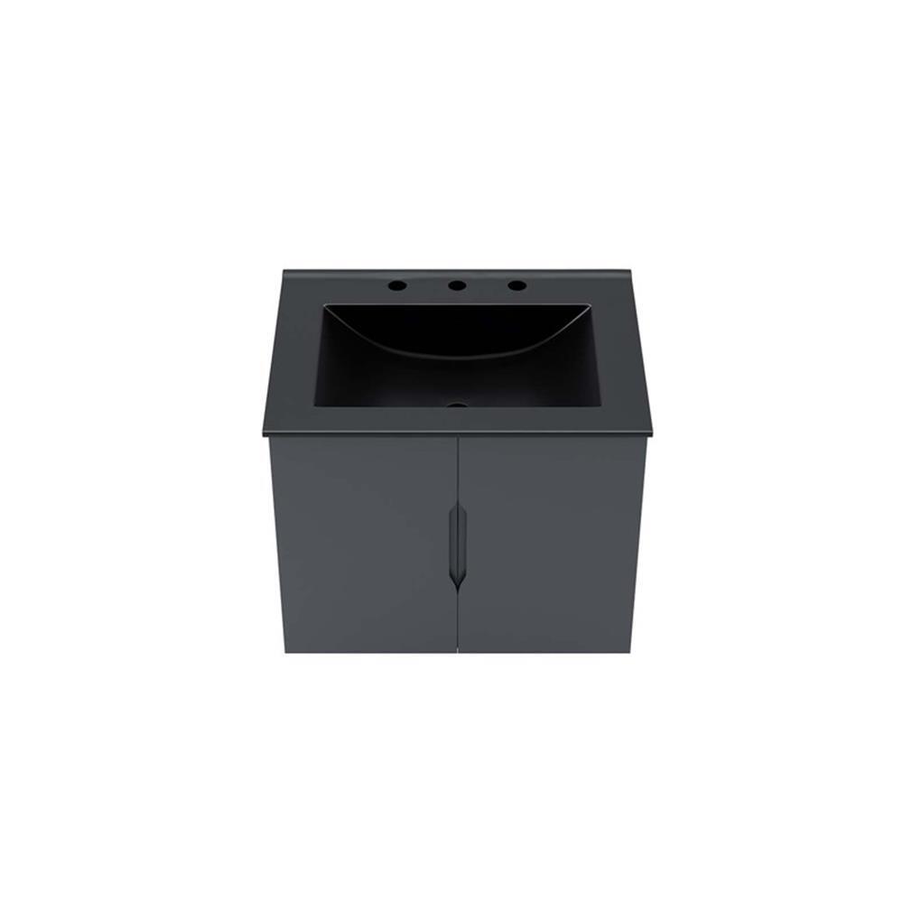 Modway Vitality 23″ Modern Wood/Ceramic Bathroom Vanity in Gray/Black