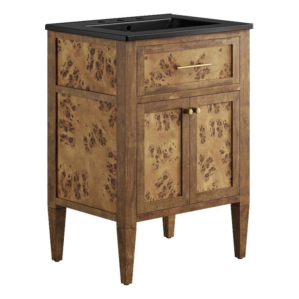 Modway Elysian 24″ Modern Wood Bathroom Vanity in Black and Brown