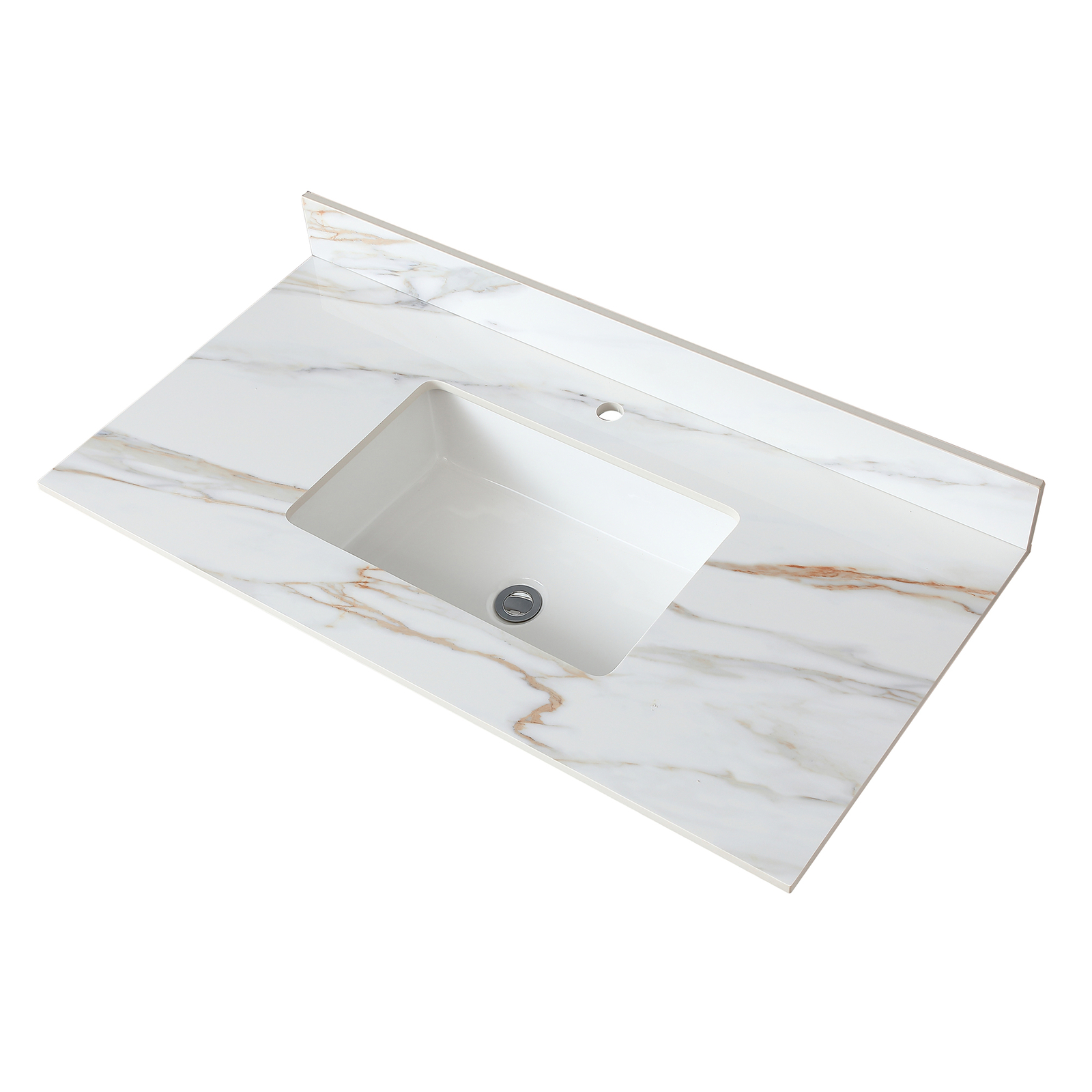 43 Inch Marble Vanity Top Sintered Stone Undermount Rectangular Sink +Backsplash