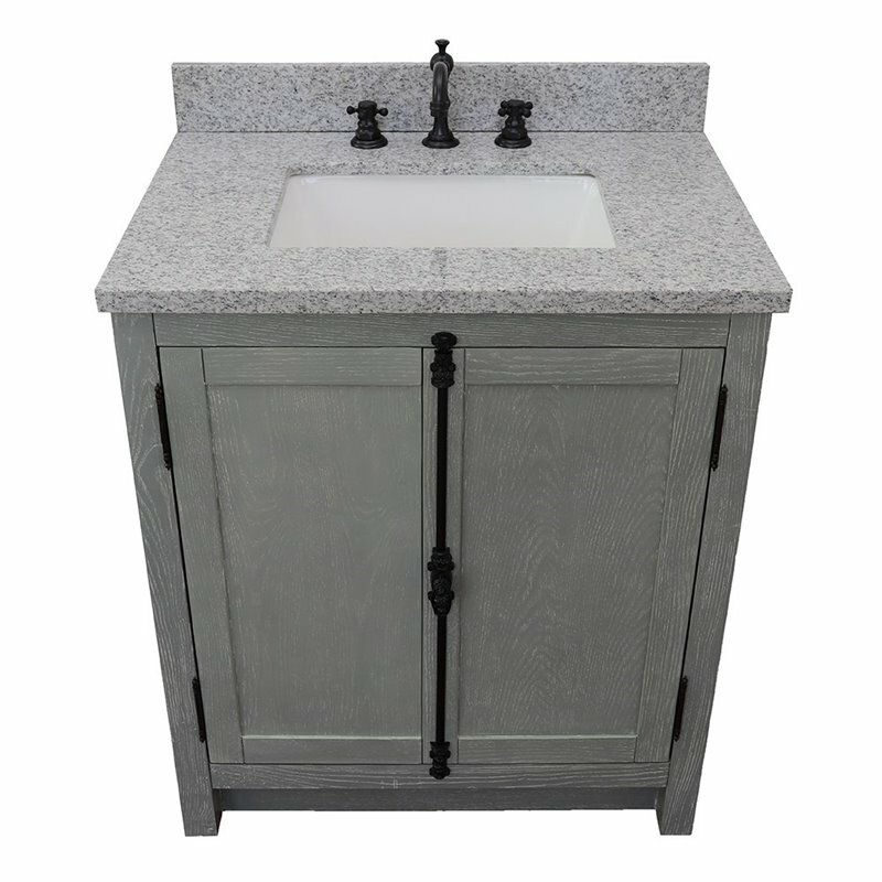 Plantation Modern Single Rectangle Sink Solid Wood Vanity in Gray Ash