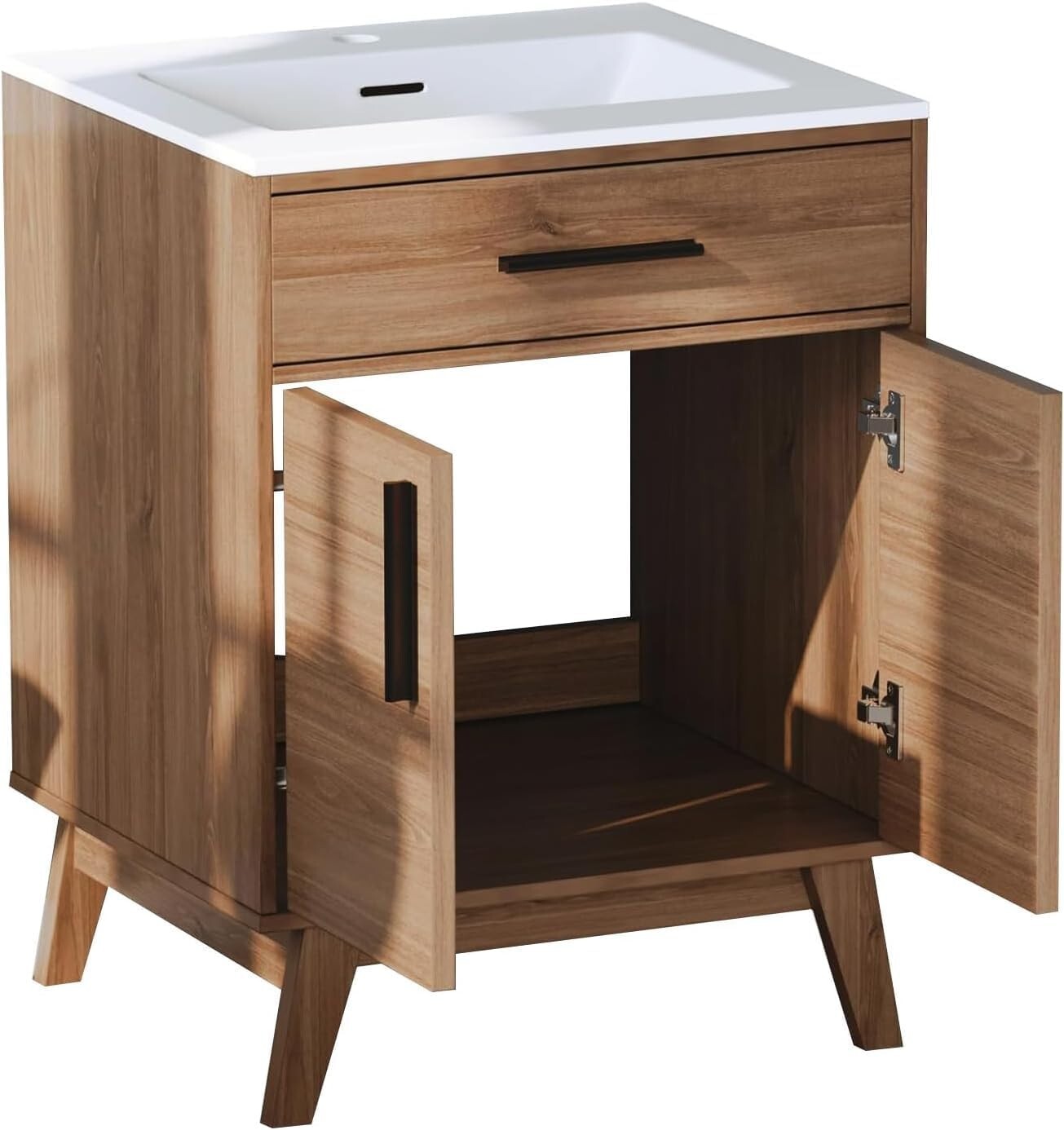 AMERLIFE 24.5″ Bathroom Vanity with Sink Combo, Mid-Century Modern Small Single