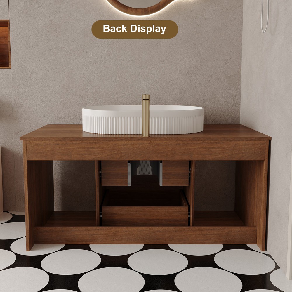 39″ Wall Mounted Bathroom Vanity w/Sink, 2 Drawers Floating Cabinet,Open Shelves