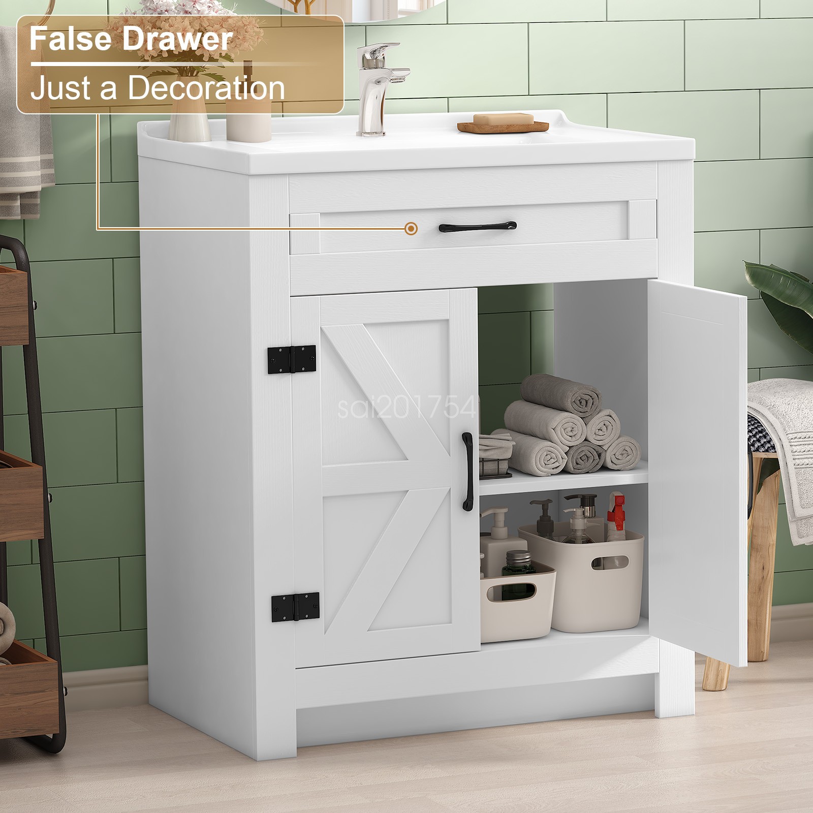 Modern Bathroom Sink Cabinet & Wash Basin Sink Cabinet with Door Waterproof