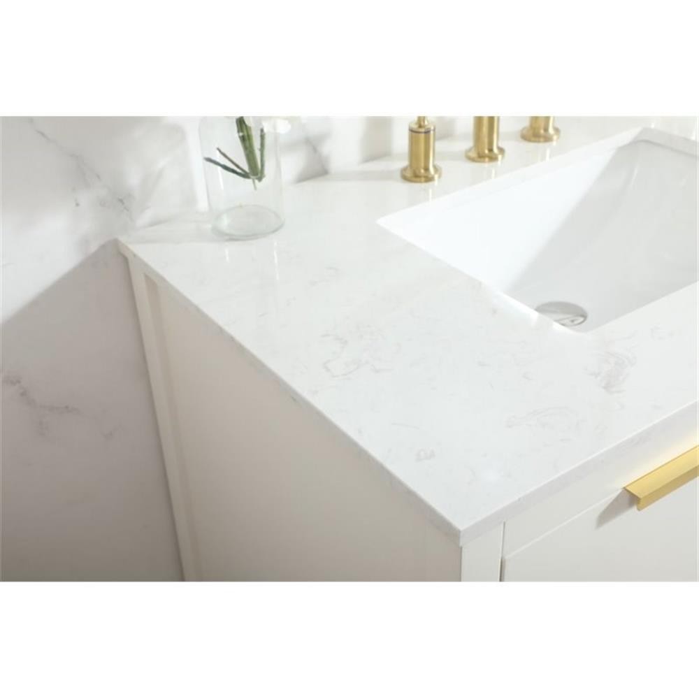 Elegant Decor Larkin 36″ Solid Wood MDF Single Bathroom Vanity in White