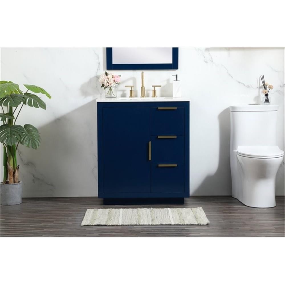 Elegant Decor Blake 30″ Aluminum Alloy MDF Single Bathroom Vanity in Blue