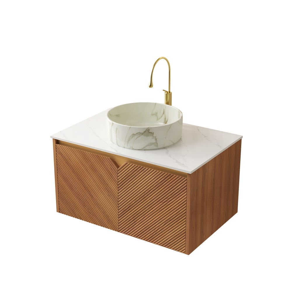 Wall-mounted bathroom cabinet Plywood cabinet body W sintered stone countertop