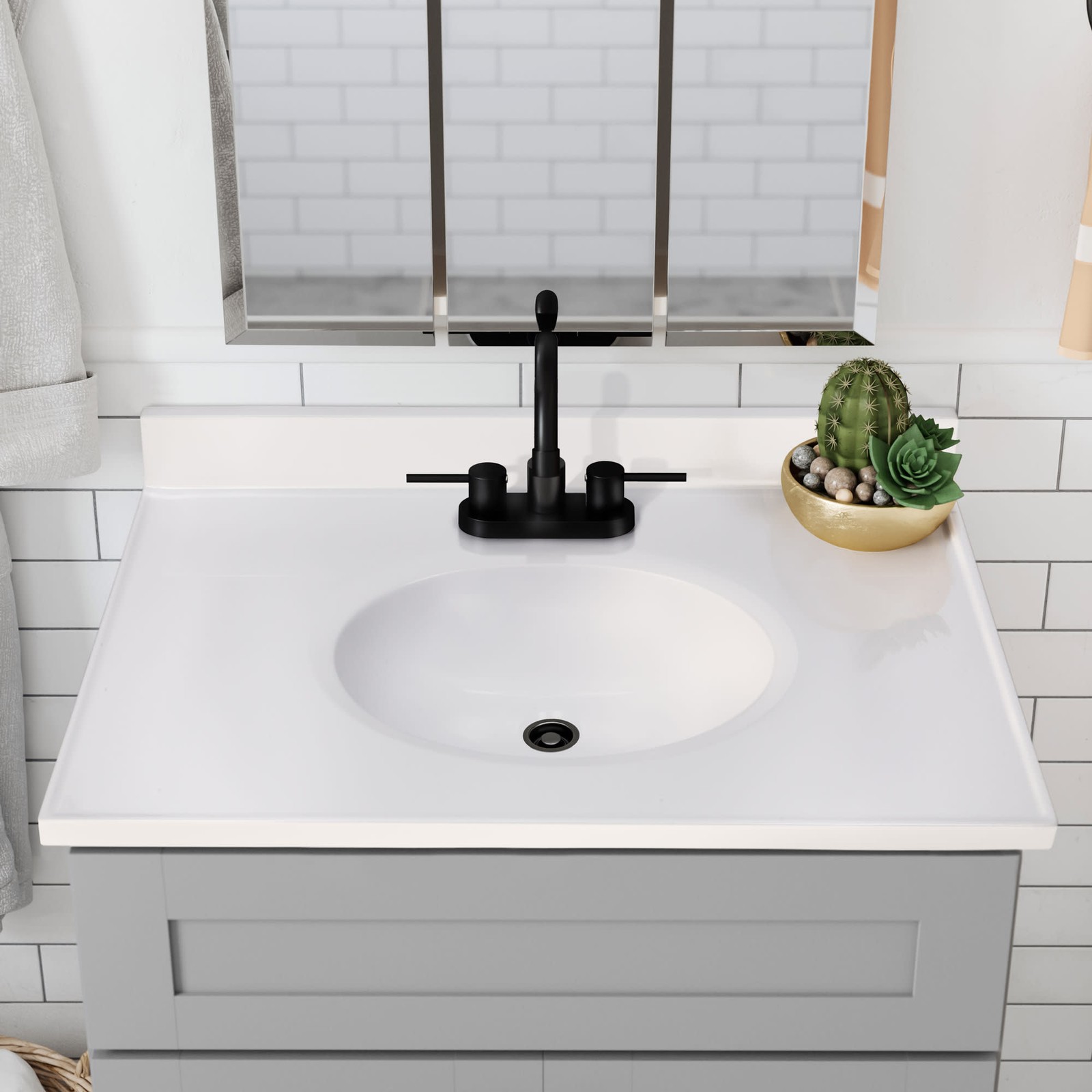 Design House 586198 White 31″ Cultured Marble Vanity Top With Backsplash
