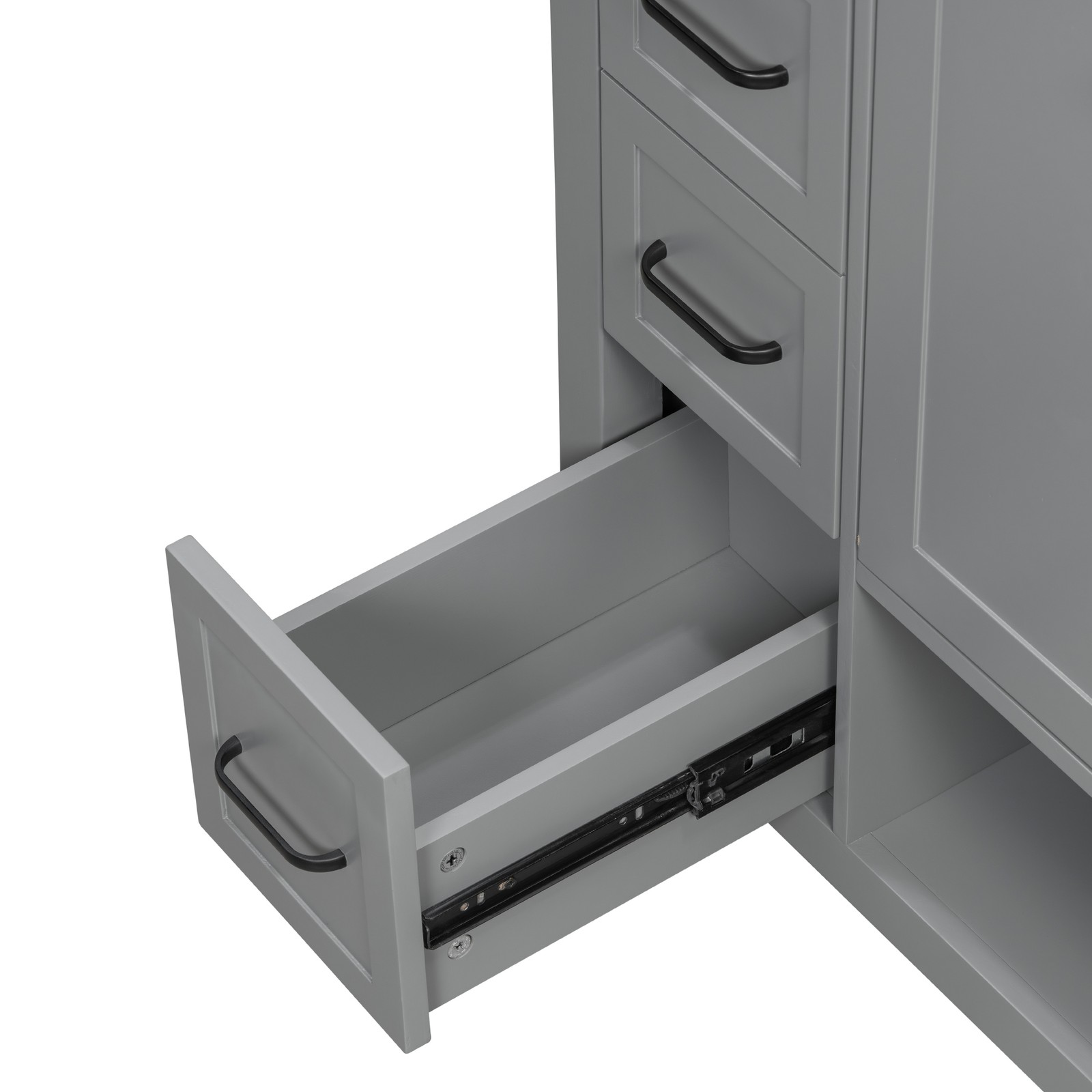 30″ Bathroom Vanity with Sink, 2 Doors & 2 Drawers, Solid Wood, Gray