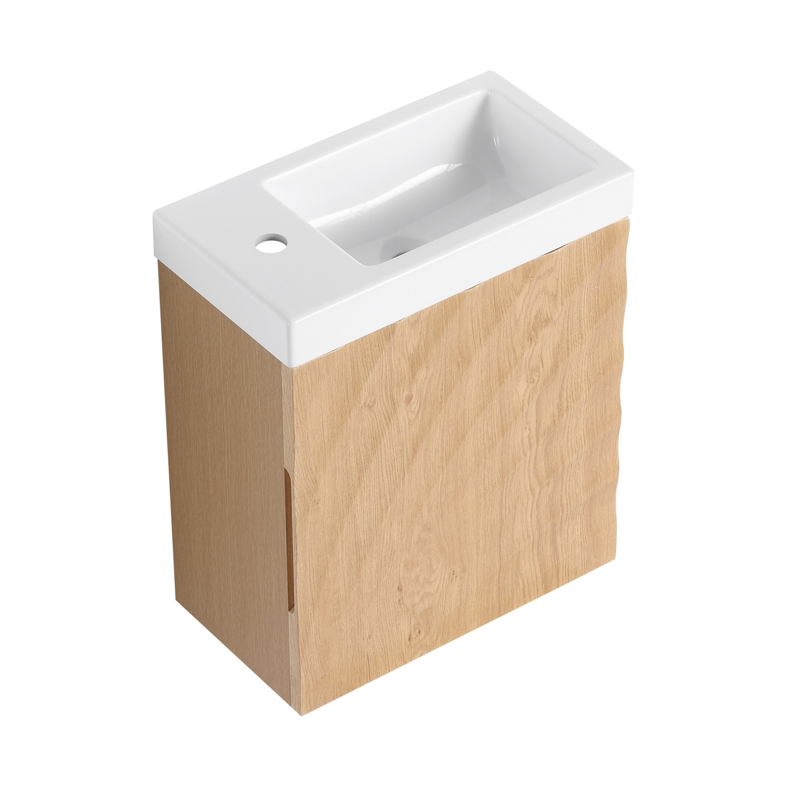 Wall-Mounted Bathroom Vanity w/Resin Sink, Storage Cabinet w/Soft Closed Door