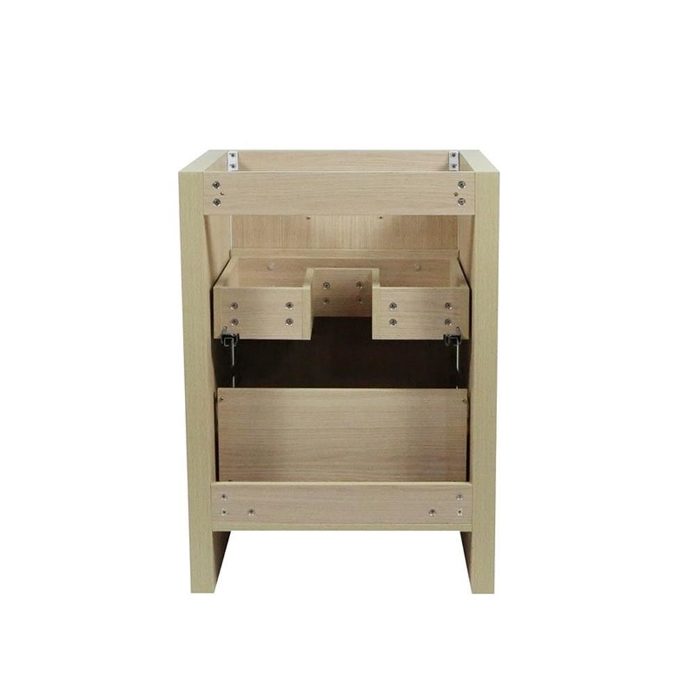 24″ Single Sink Vanity In Neutral Finish with White Ceramic Top