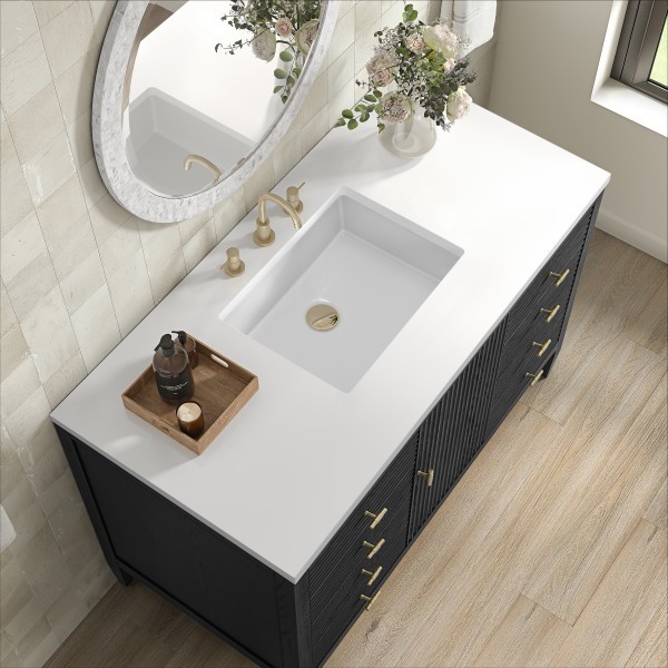 48″ James Martin Myrrin 485-V48-CBO-3WZ Vanity Cabinet White Zeus Silestone Top