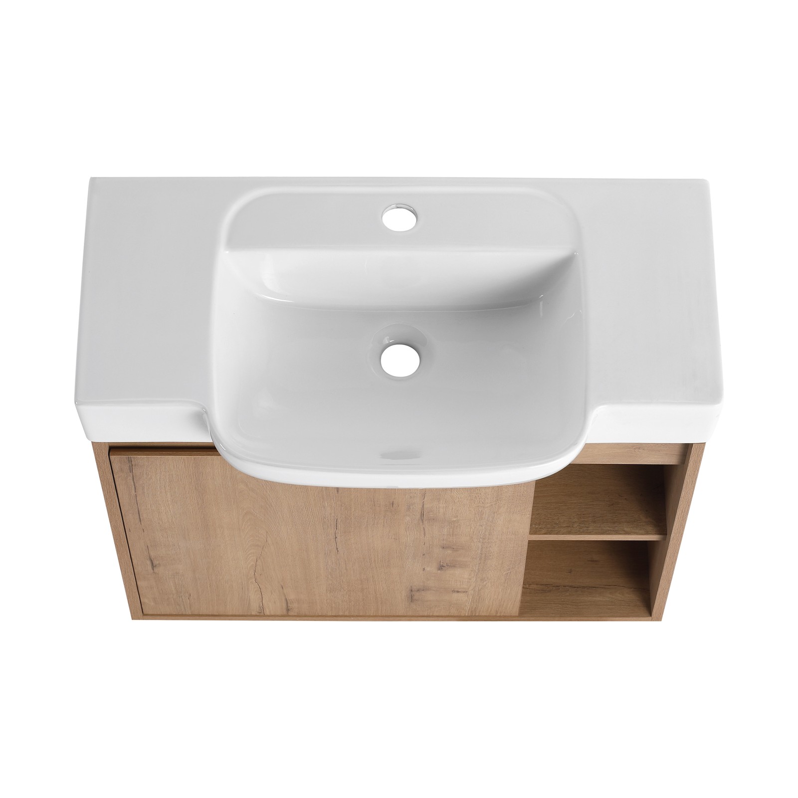 28 Inch Wall Mount Bathroom Vanity White Ceramic Sink Soft Close Door