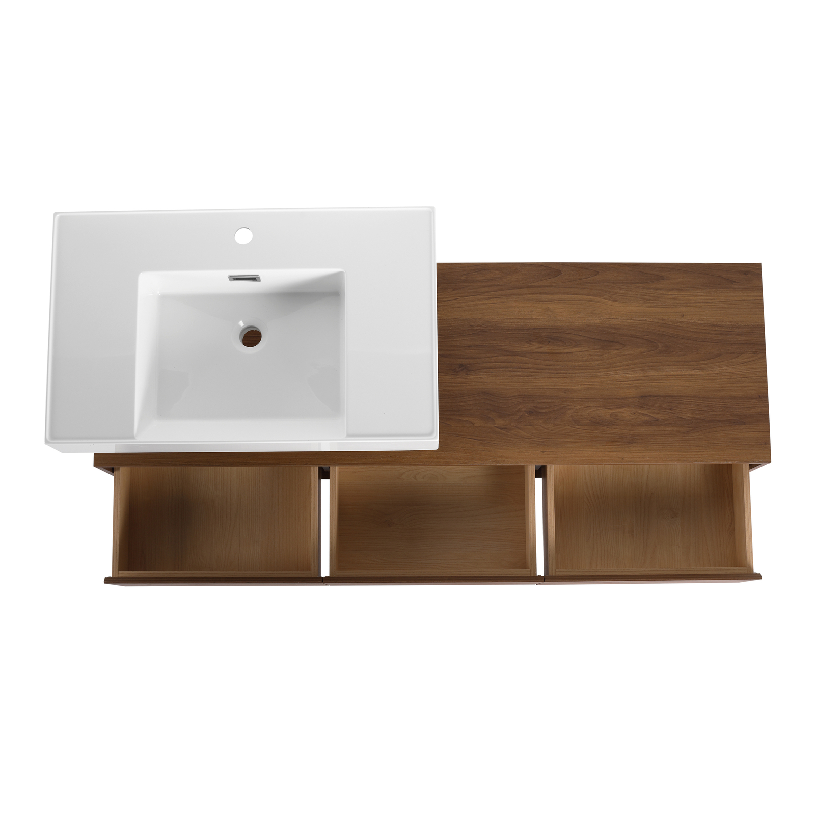 60in Floating Wall-Mounted Bathroom Vanity W/ Resin Sink+Side Cabinet +3 Drawers