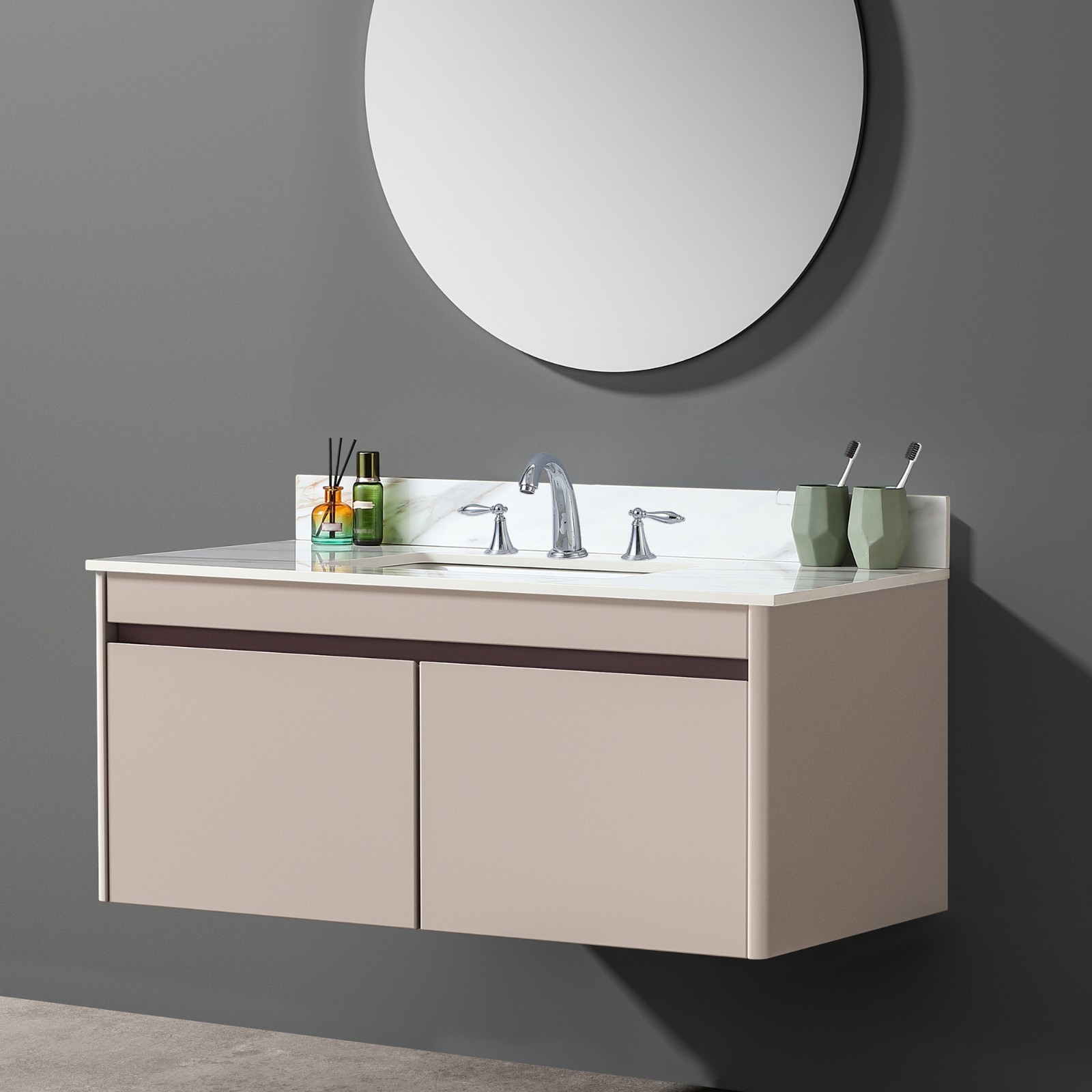 43In Marble Vanity Top with Undermount Sink & Backsplash Carrara White