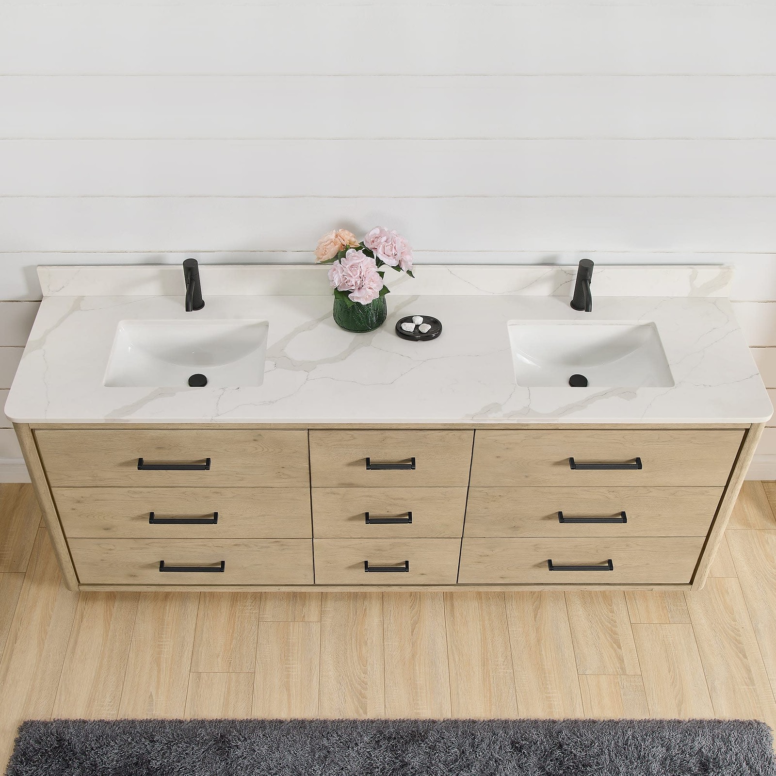 Miseno MV-NM-706584 Porto 84″ – Aged Natural Oak / Fish Maw White