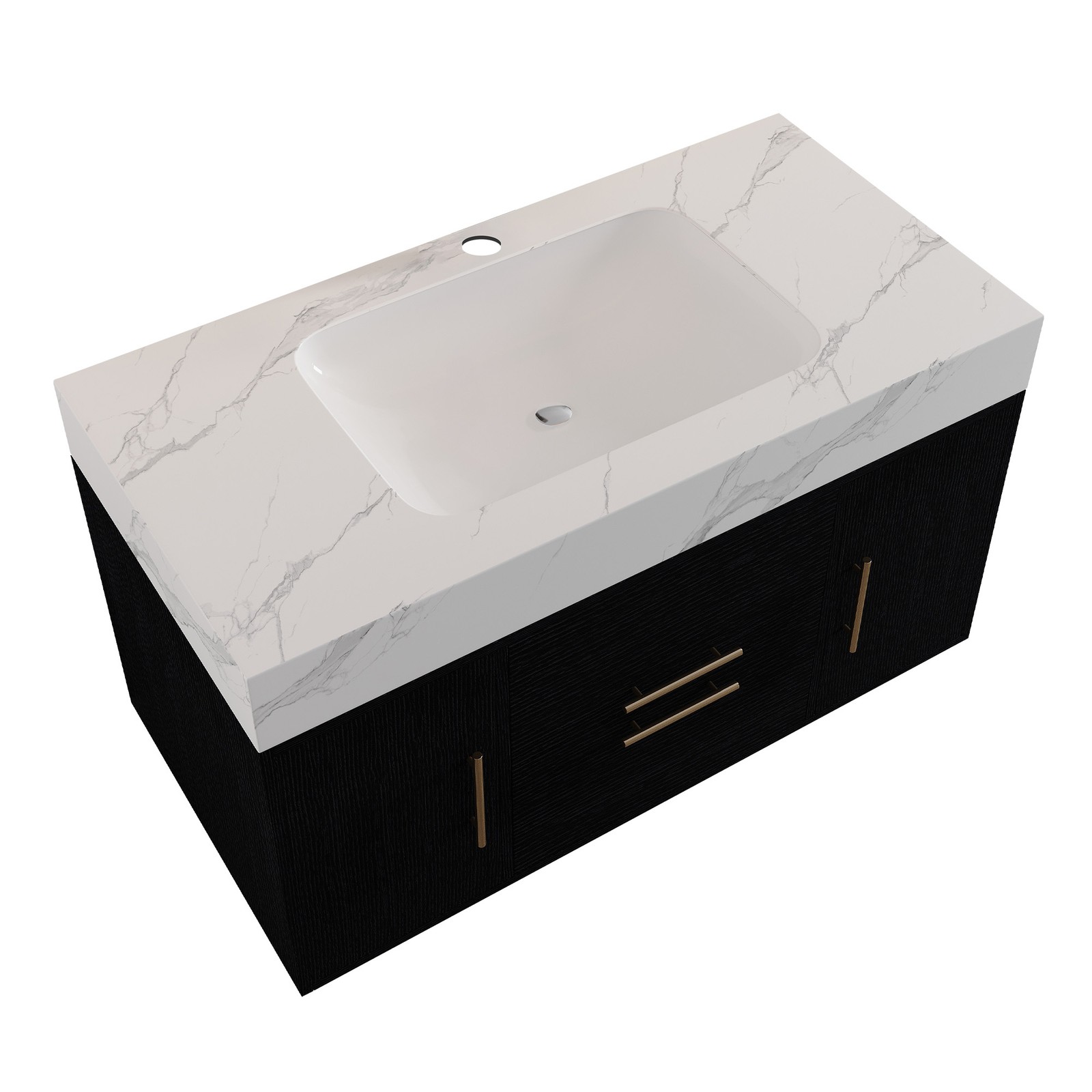 39.4″ Bathroom Vanity with Sink, Waterproof Plywood Cabinet, Ceramic Basin