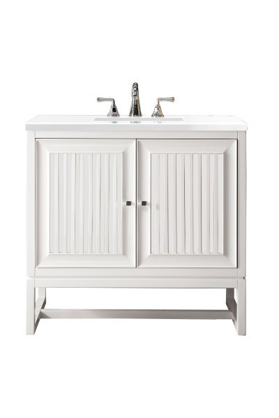 36″ James Martin Athens E645-V36-GW-3WZ Vanity Cabinet White Zeus Silestone Top