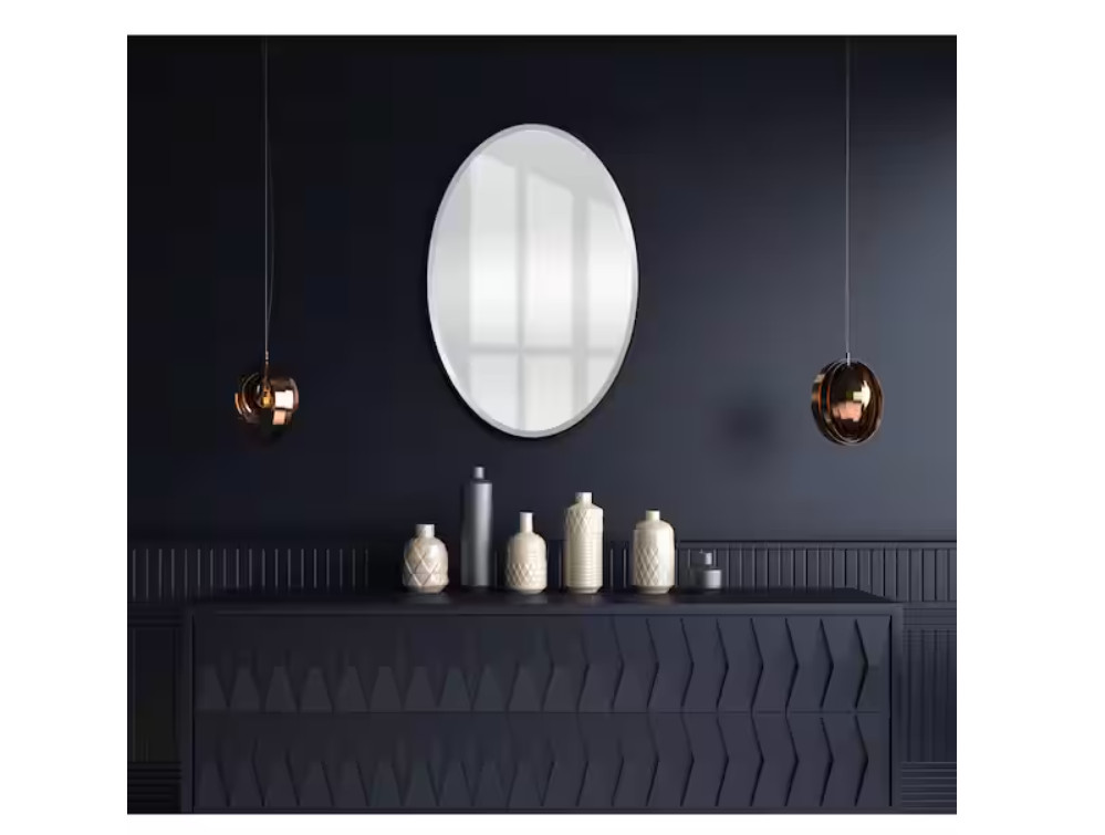Glacier Bay 21 in. W x 31 in. H Oval Frameless Classic Wall Bathroom Vanity