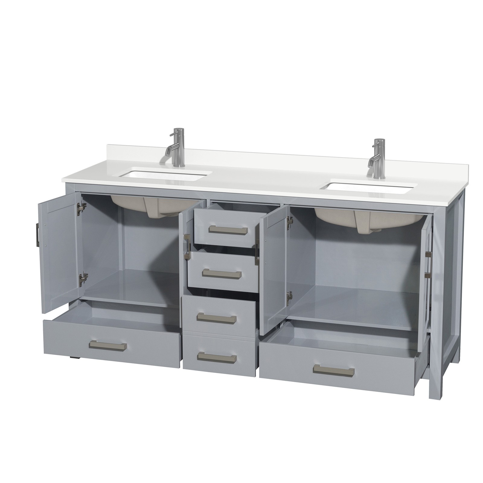 Wyndham Collection WCS141472D-QTZ-UNSMXX Sheffield 72″ – Gray / White Quartz Top