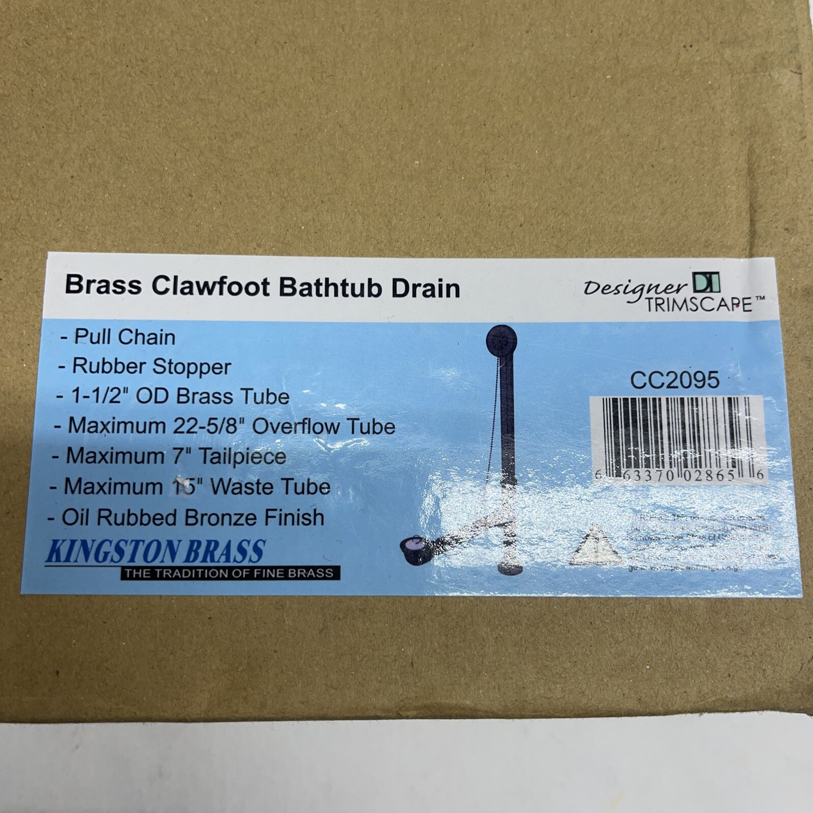 Kingston Brass Cc2095 Tub Drain With Rubber Stopper – Oil Rubbed Bronze Finish