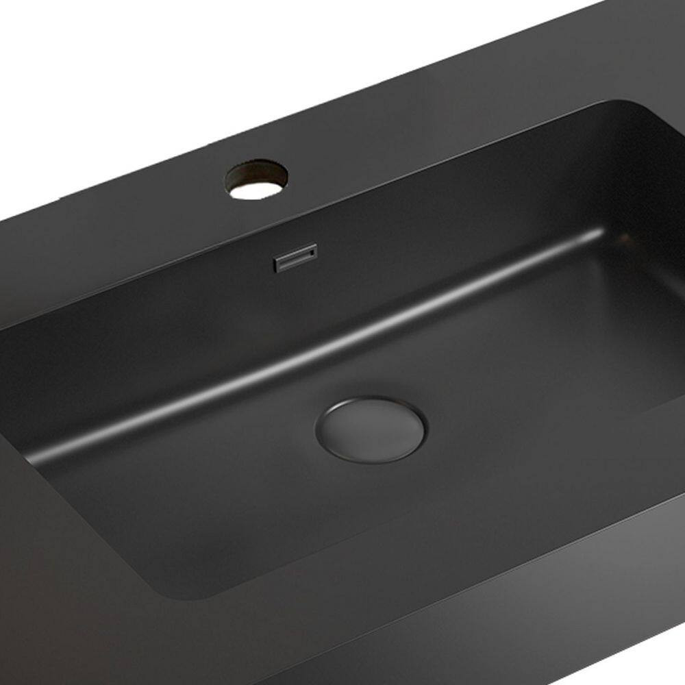 29.9 In. Drop-In Bathroom Sink in Matte Black Quartz Vanity Top