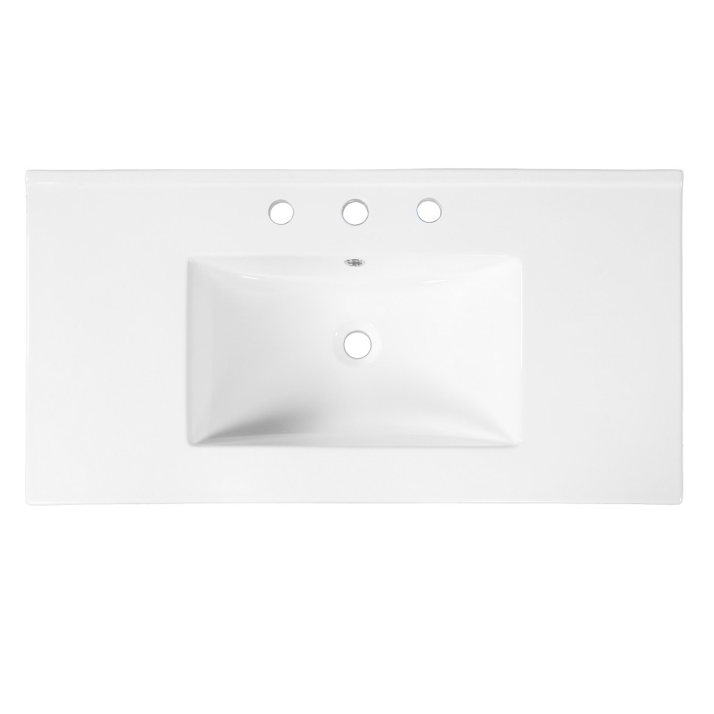 36″ Striped Bathroom Vanity,Soft-Close Dual-Door Storage &Premium Ceramic Sink