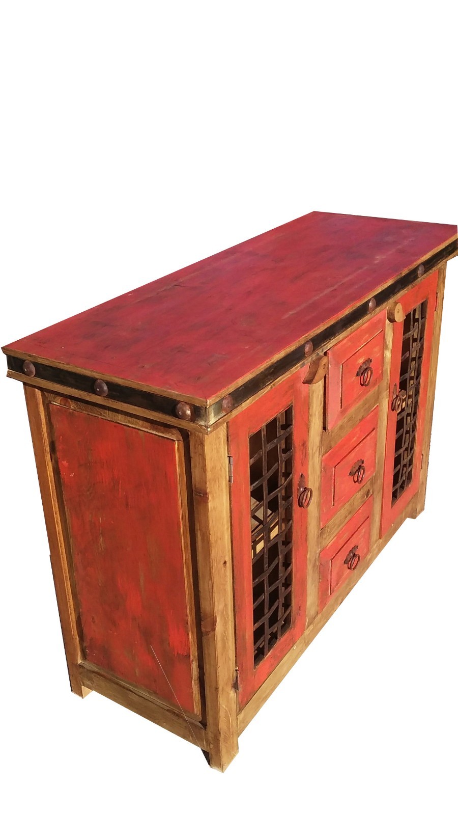 Rustic Reclaimed Wood Natural Wood Dungeon Doors Bathroom Vanity