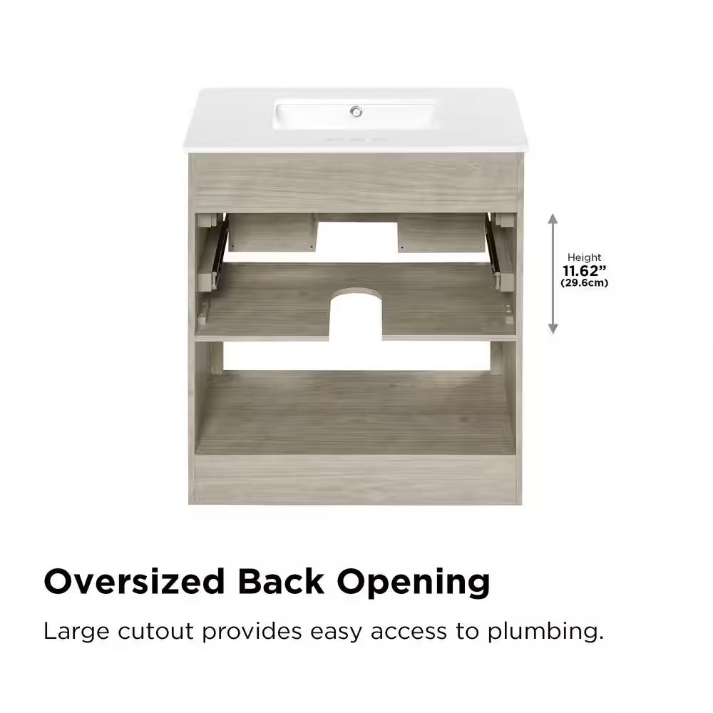 Camley 30 In. Single Sink Freestanding Sandstorm Bath Vanity with White Engineer