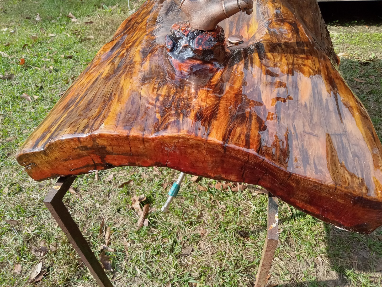 One of a Kind! REAL Ancient Sinker Cypress Rustic Bath Vanity Wood Slab w/Faucet