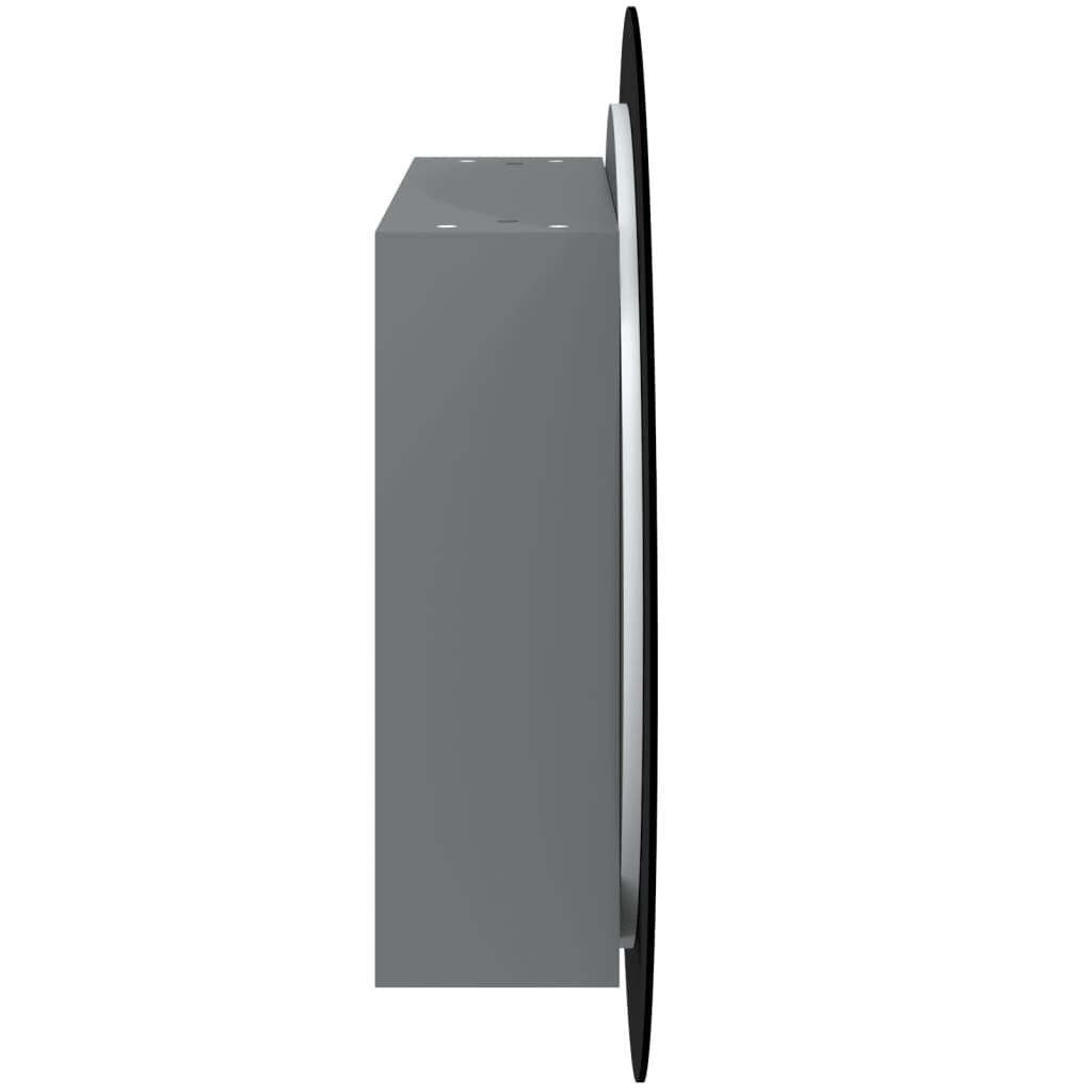 Bathroom Cabinet with Round Mirror&LED Gray 21.3″x21.3″x6.9″