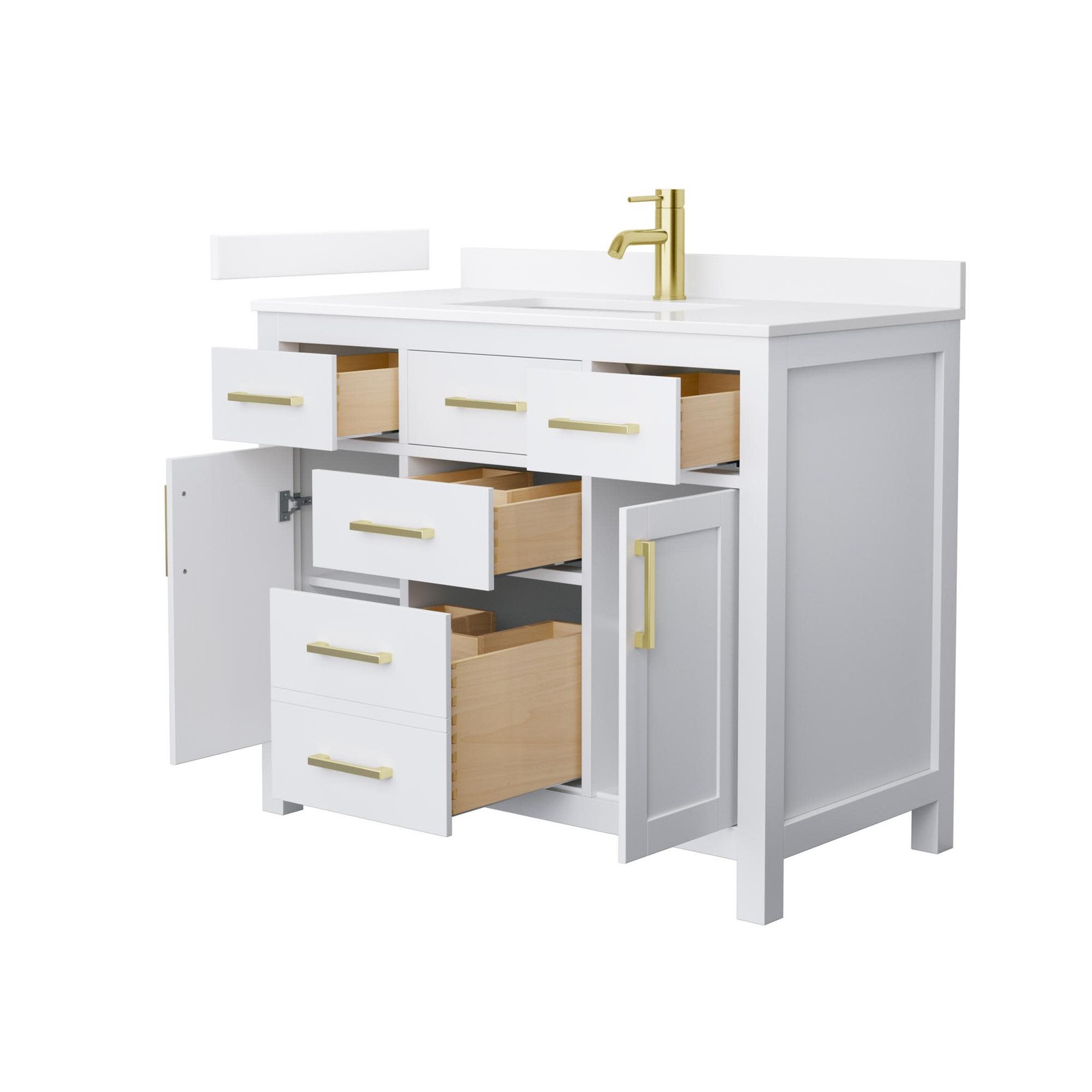 Wyndham Collection WCG2424-42S-QTZ-UNSMXX Beckett 42″ – White / White Quartz Top