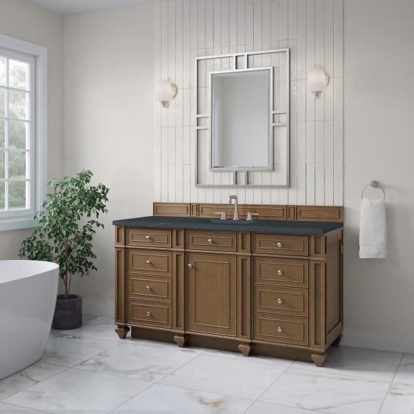 60″ James Martin Bristol 157-V60S-SBR-3CSP Vanity Cabinet Charcoal Soapstone Top