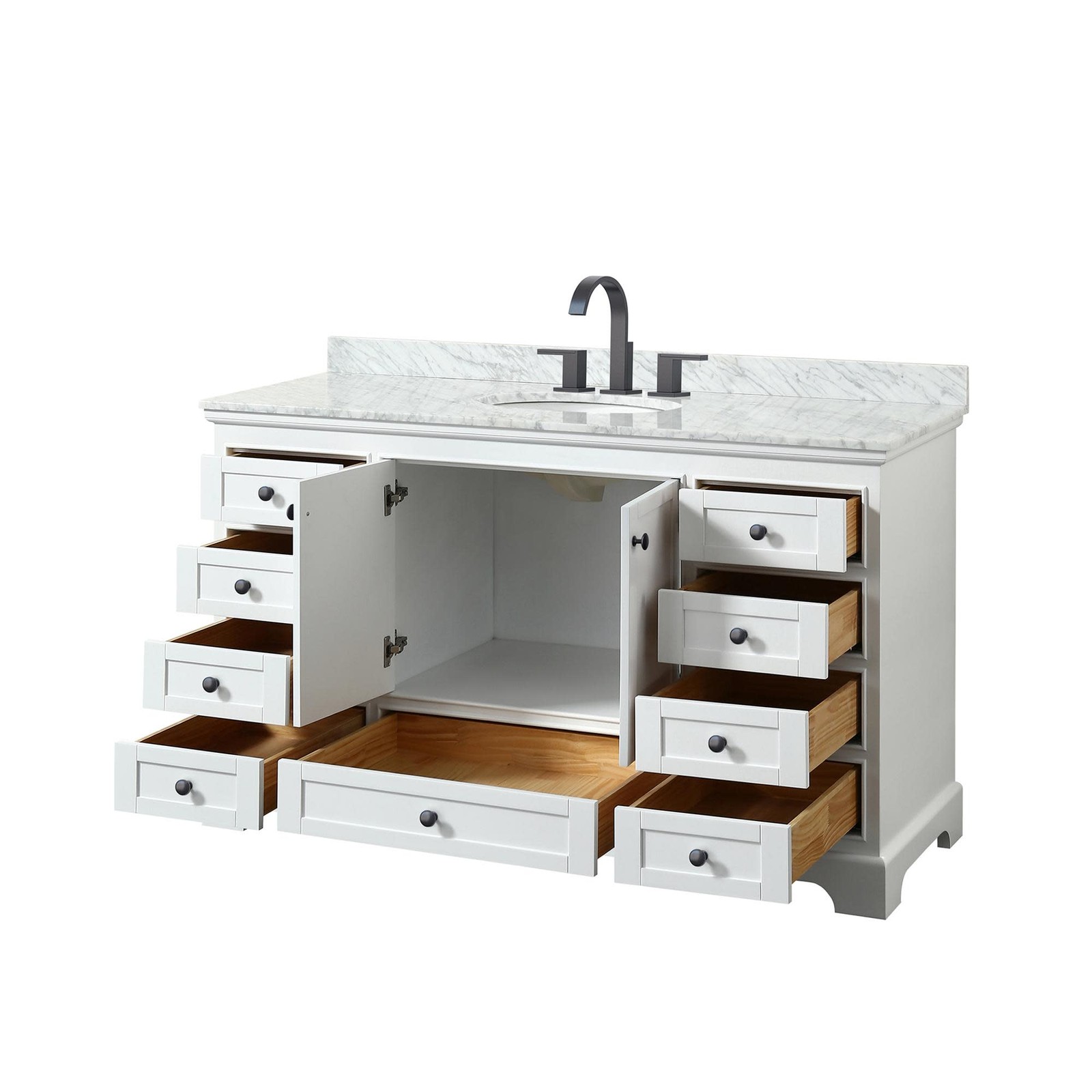 Wyndham Collection WCS202060SCMUNOMXX Deborah 60″ – White / White Carrara Marble