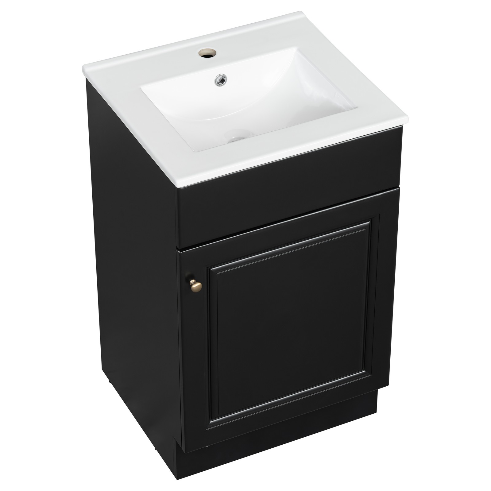 20″ Bathroom Vanity with Ceramic Sink, Black MDF Cabinet