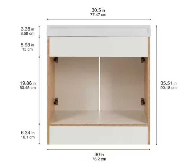 Glacier Bay 31″ Single-Sink Vanity – White with White Cultured Marble Top