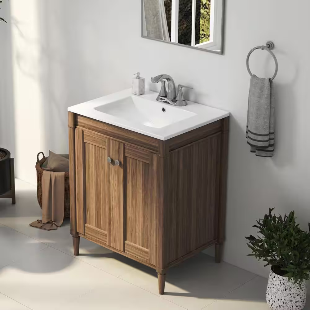 Tucson 24 In. W X 18 In. D Vitreous China Vanity Top in White with 3 Faucet Hole