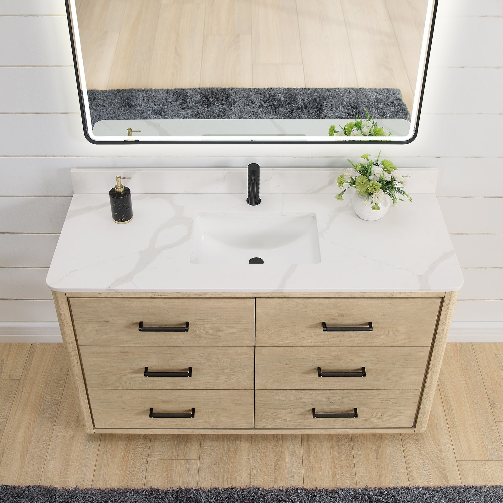 Miseno MV-706555 Porto 54″ – Aged Natural Oak / Fish Maw White