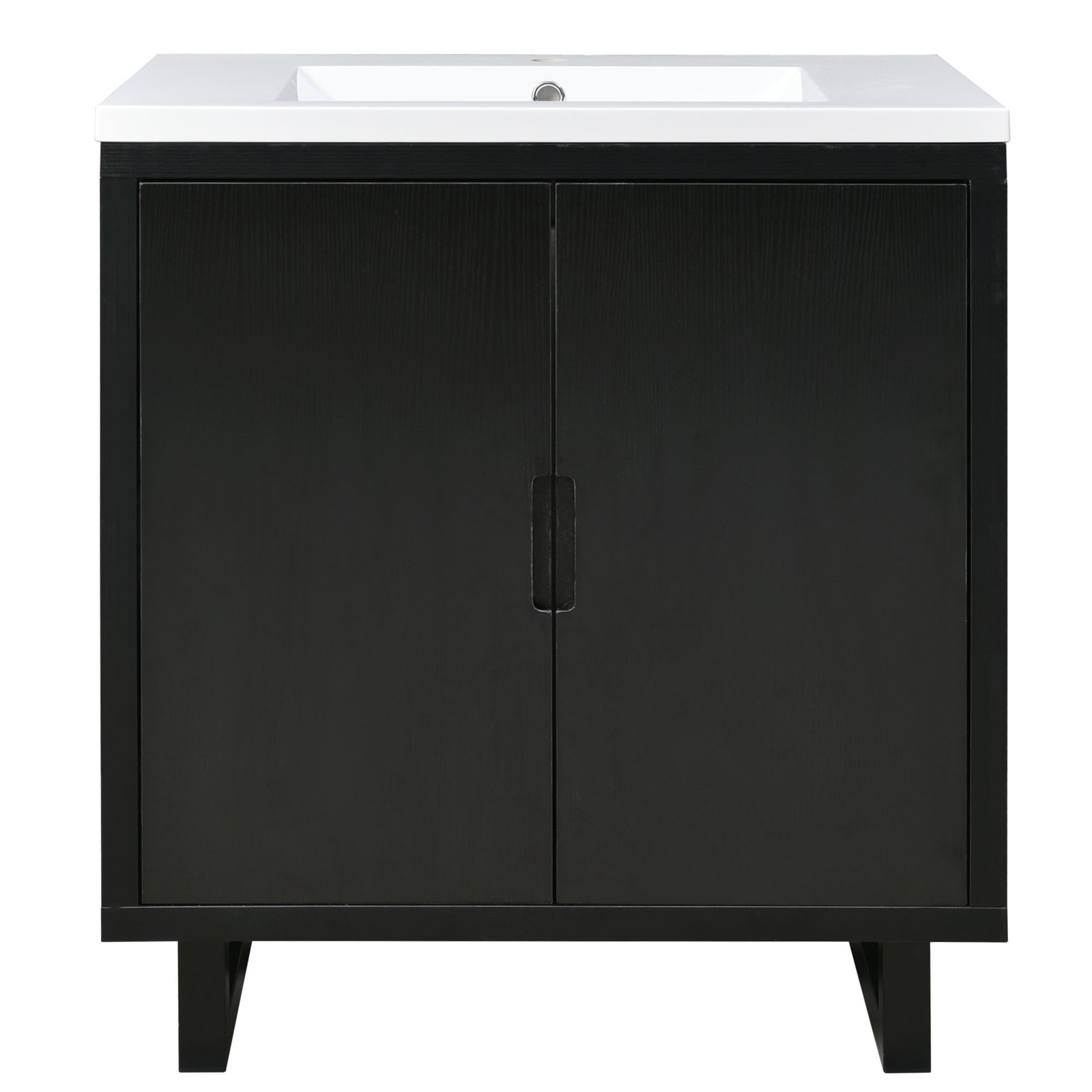 30 Inch Floor Mount Vanity Cabinet Resin Sink Bathroom Furniture Set Storage