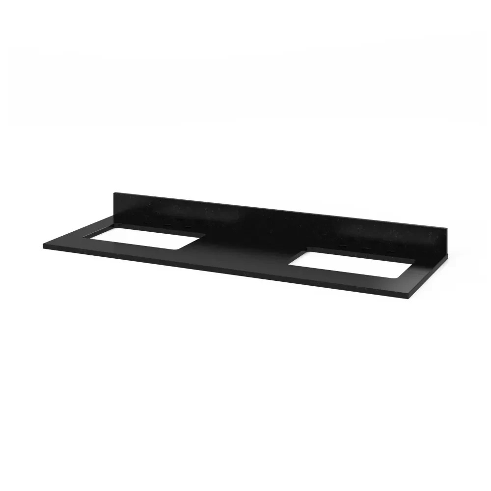 60″ Dashwood Natural Oak Double Bowl Bathroom Vanity + Black Granite Countertop