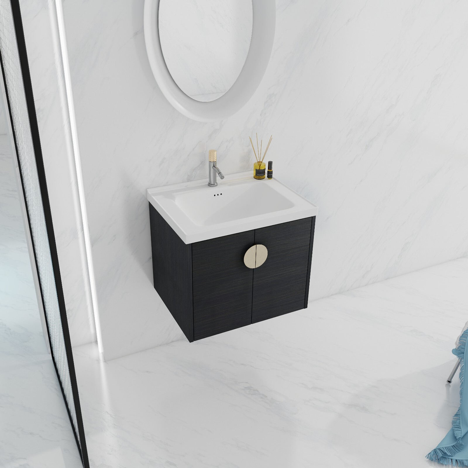 24 Inch Soft Close Doors Bathroom Vanity With Sink, For Small Bathroom