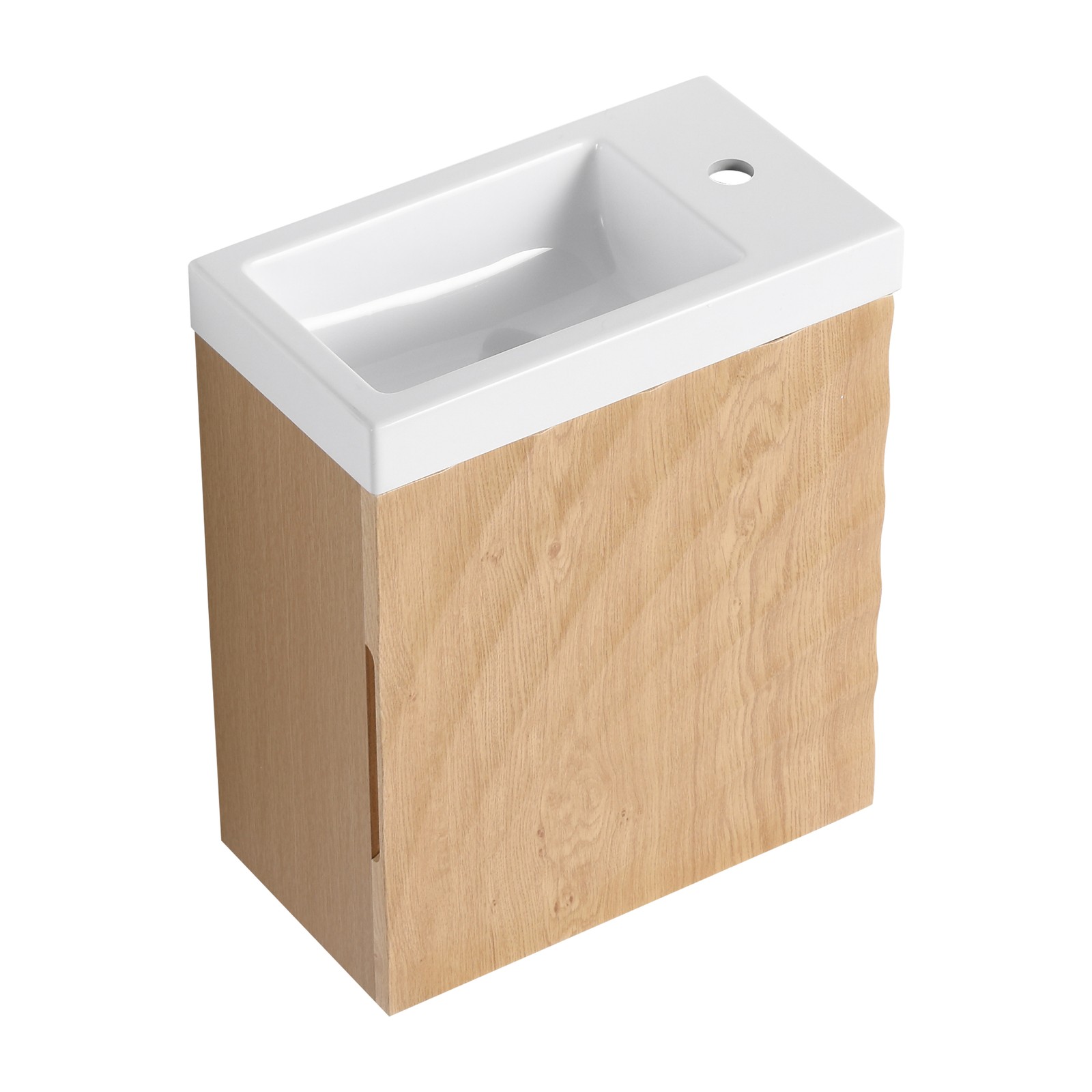 Wall-Mounted Bathroom Vanity w/Resin Sink, Storage Cabinet w/Soft Closed Door