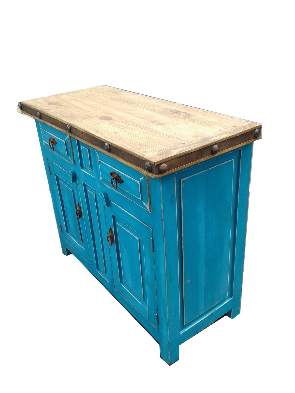 Custom Blue Rustic Reclaimed Wood Bathroom Vanity