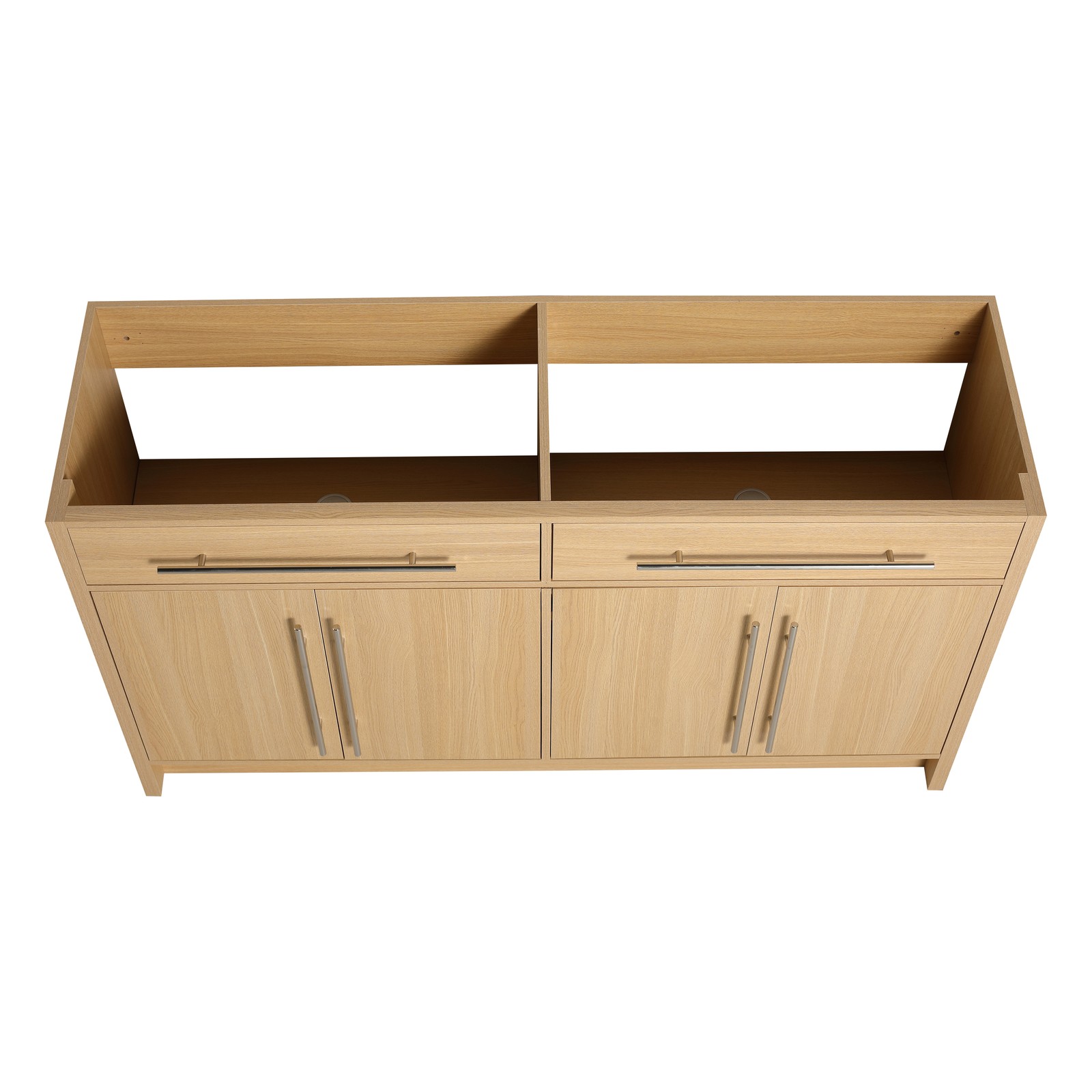 60 inch Plywood Bathroom Vanity Freestanding Double Resin Sink Storage W/2 Doors