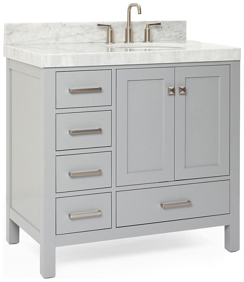 Ariel A036SRCW5OVO Cambridge 36″ – Grey / Italian Carrara Marble Top / Brushed