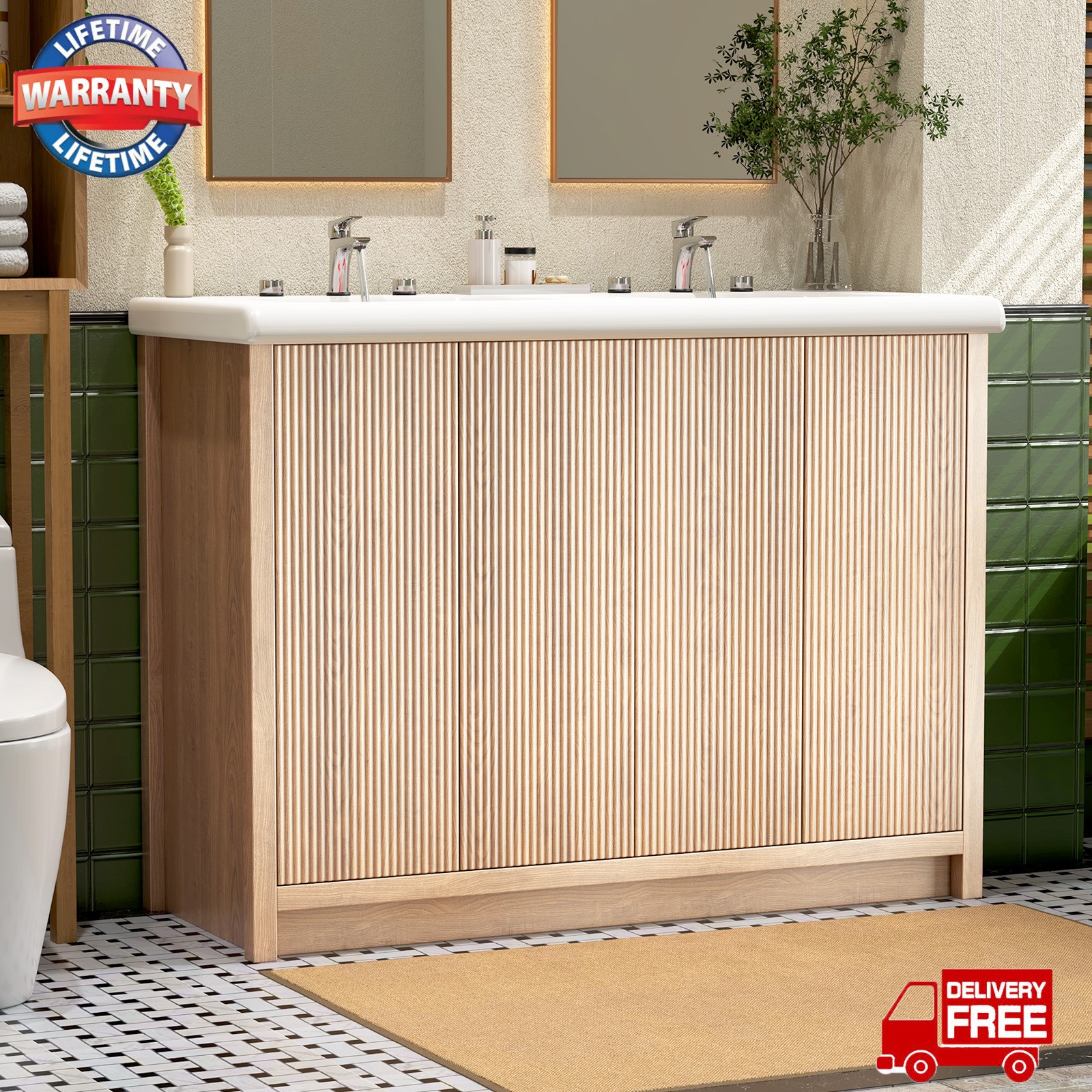 47.3″ Bathroom Vanity Set Storage Cabinet with Ceramic Sink Combo us STOCK