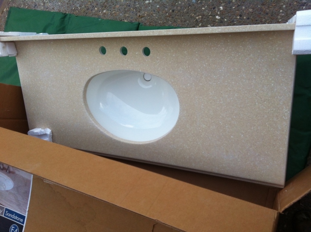 49″ Solid Surface Vanity Top Sandstone color w/ Undermount Sink – PICKUP ONLY